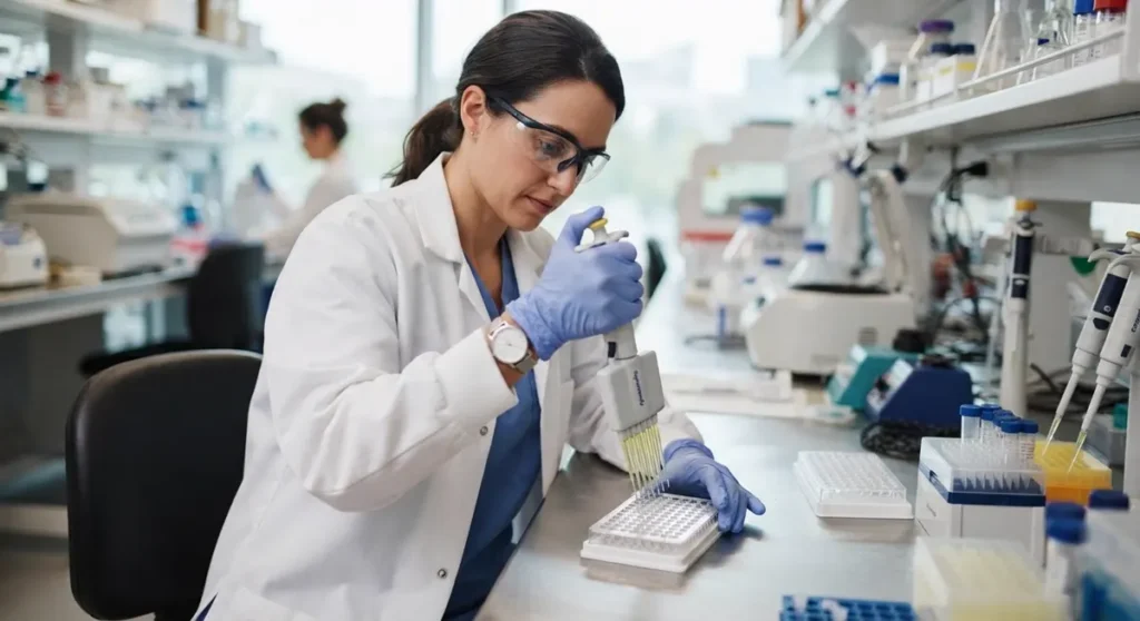Pipetiranje uzoraka u laboratoriju — Budućnost peptida u istraživačkom kontekstu