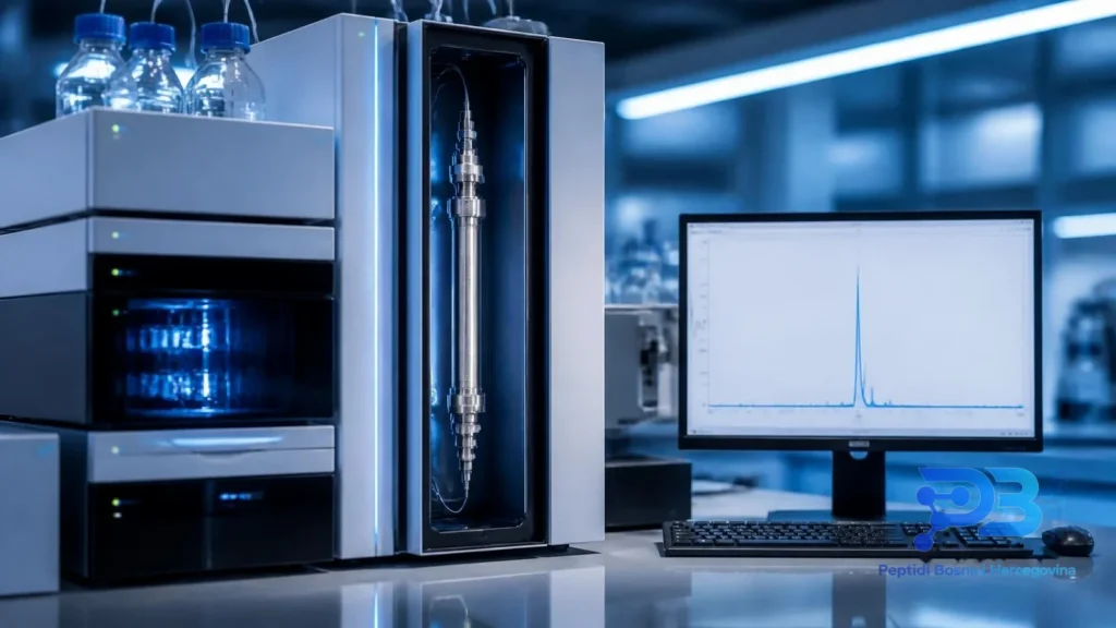 HPLC kromatogram korišten za provjeru čistoće istraživačkog peptida prije izdavanja certifikata analize