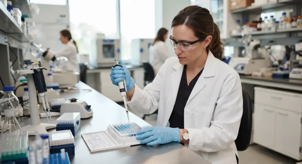 Pipetiranje uzoraka u laboratoriju — GHK-Cu vodič u istraživačkom kontekstu
